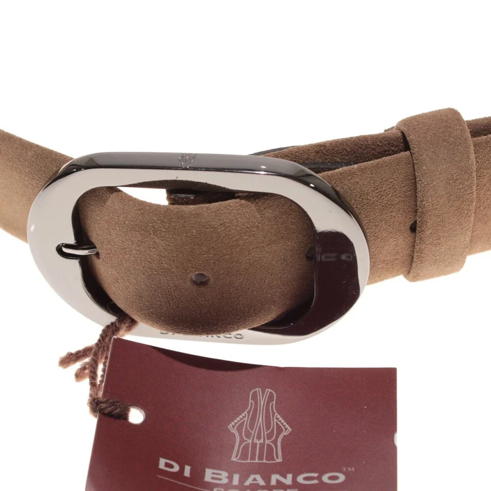 Di Bianco NWT Cut to Size Dress Belt In Solid Brown Suede Leather One Size